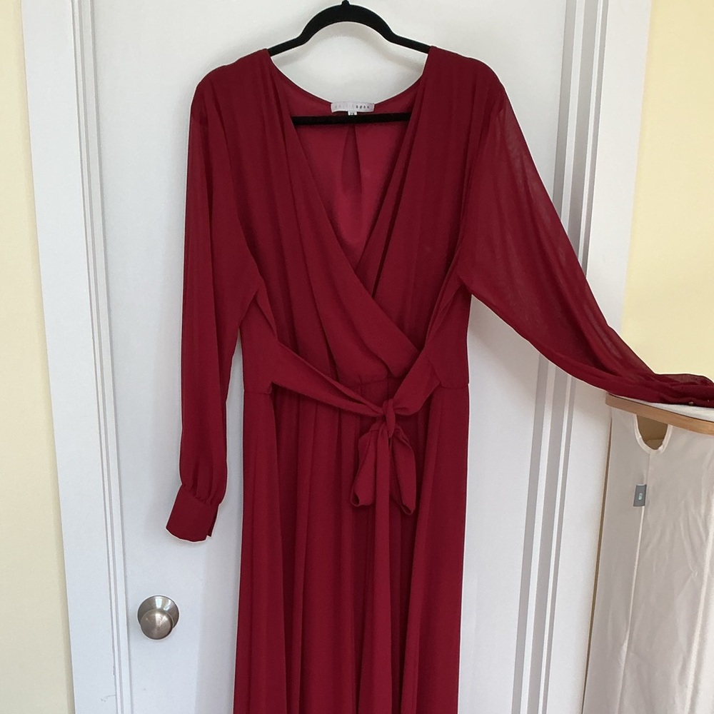 Baltic Born Elegant Long Sleeve Burgundy Dress